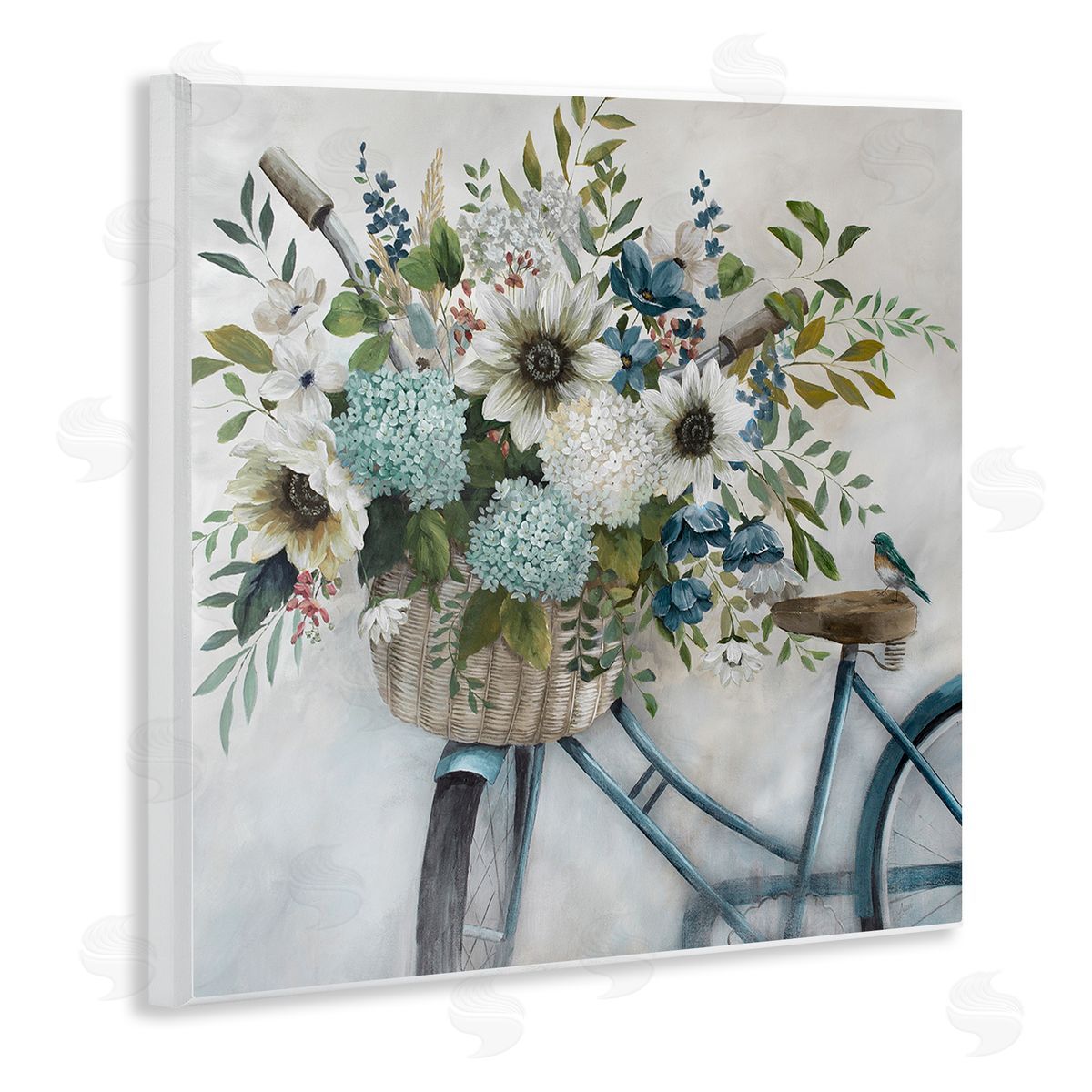 Floral Bike Basket Wood Plaque Wall Art, Home Decor by Nan