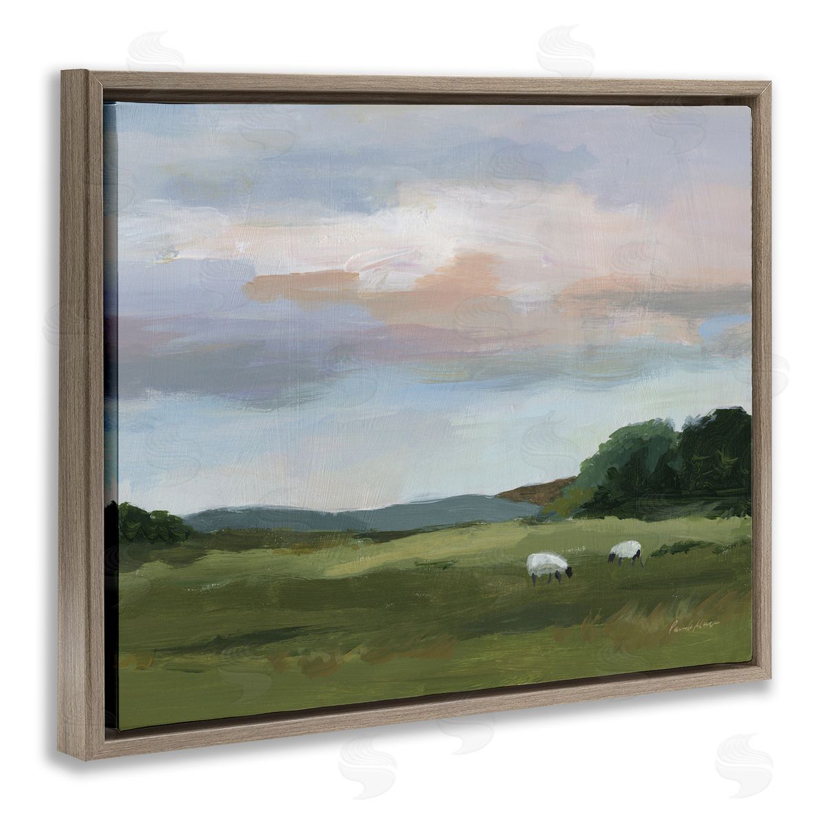 Pamela Munger Sheep in Country Field Brown Floater Frame Canvas Artside_
