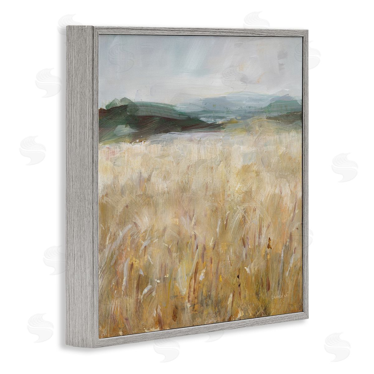 Danhui Nai Wheat Field Landscape Gray Framed Giclee Wall Artside_