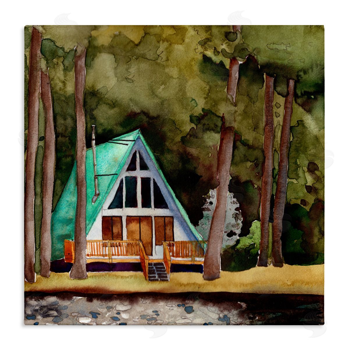 Paul McCreery Woodland Cabin Landscape Canvas Wall Art
