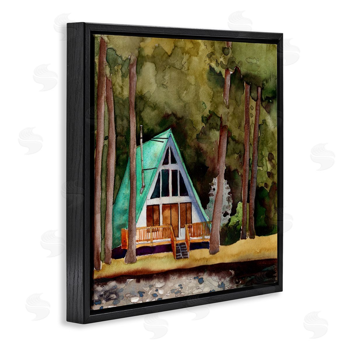 Paul McCreery Woodland Cabin Landscape Black Floater Frame Canvas Artside_