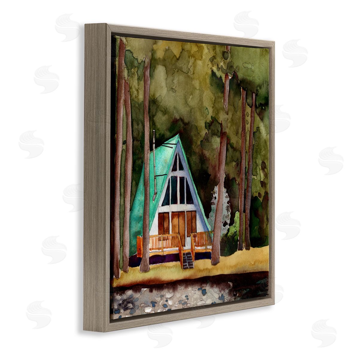 Paul McCreery Woodland Cabin Landscape Brown Floater Frame Canvas Artside_