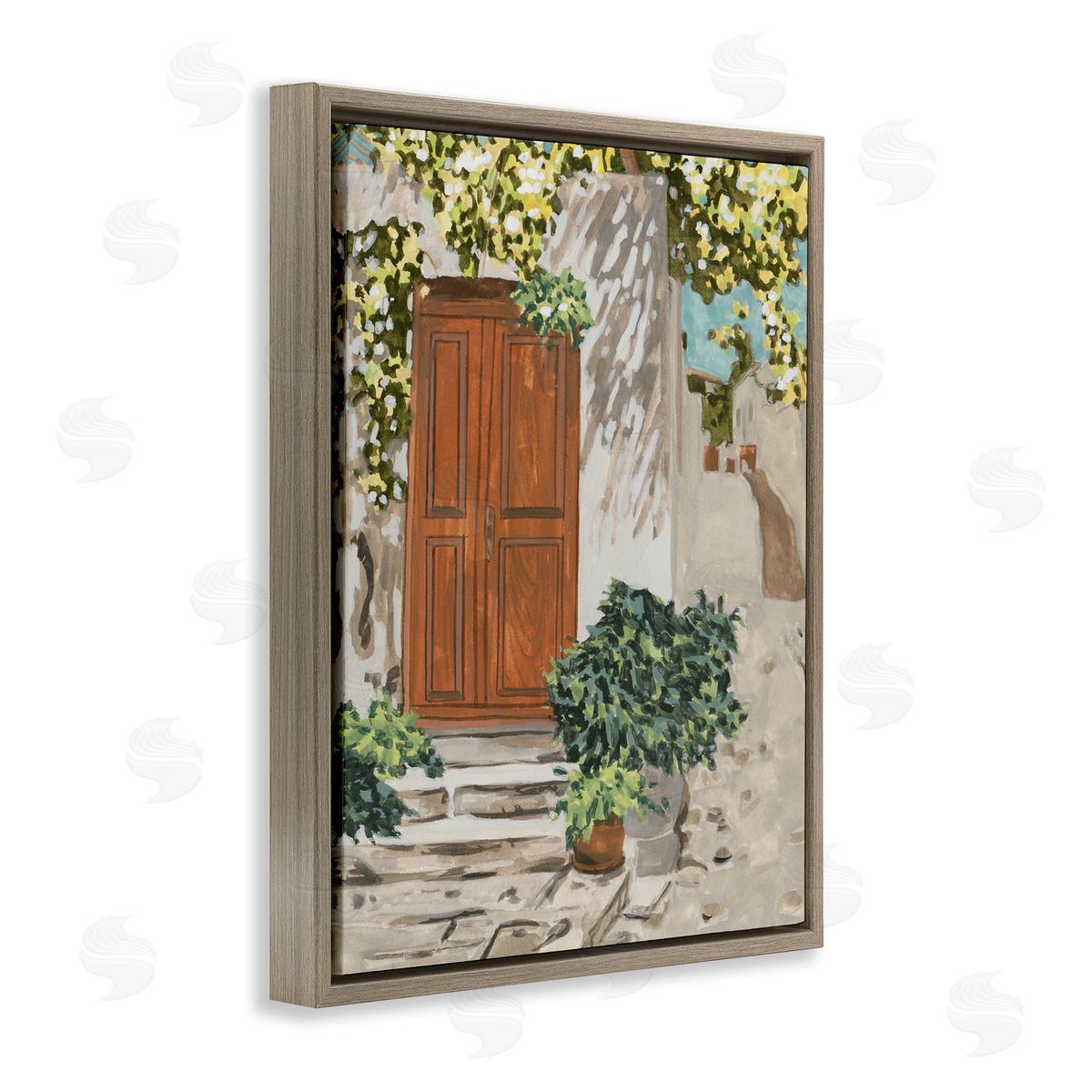 Melissa Wang Cottage Doorway Botanicals Brown Floater Frame Canvas Artside_