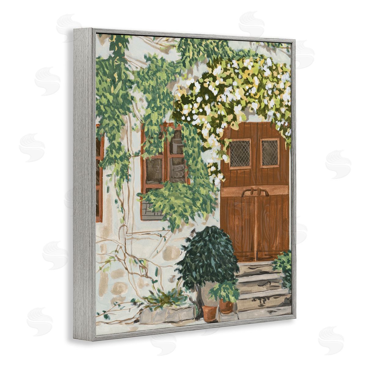 Melissa Wang Cottage Ivy & Plants Gray Framed Giclee Wall Artside_