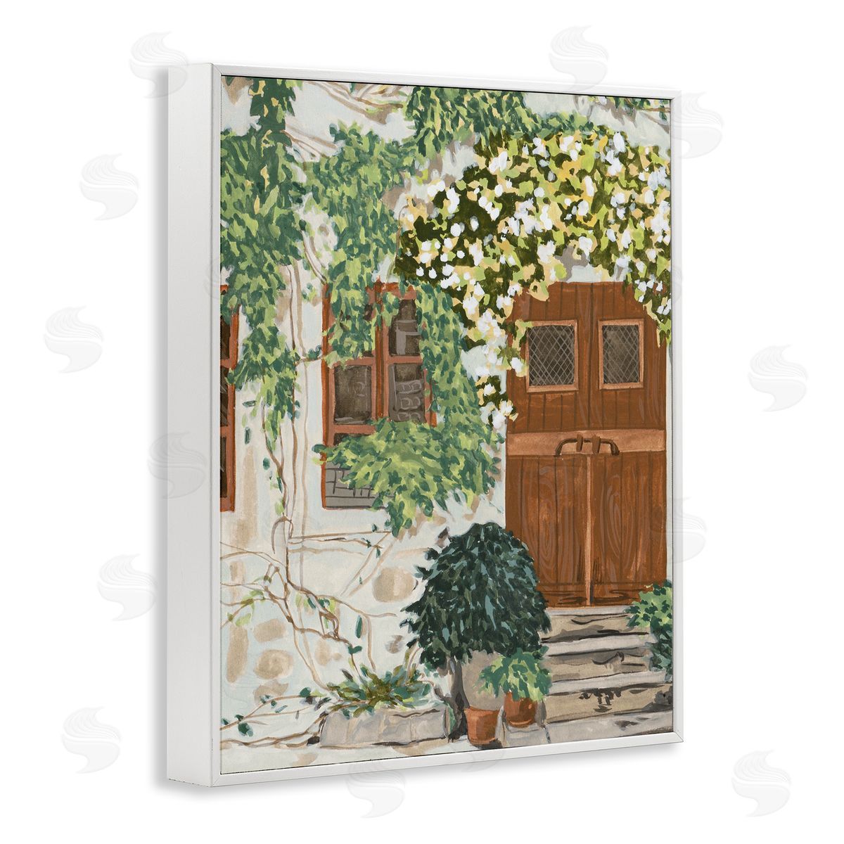 Melissa Wang Cottage Ivy & Plants White Framed Giclee Wall Artside_
