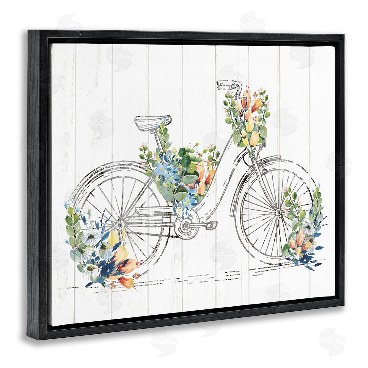 Kim Allen Floral Country Bicycle Black Floater Frame Canvas Artside_
