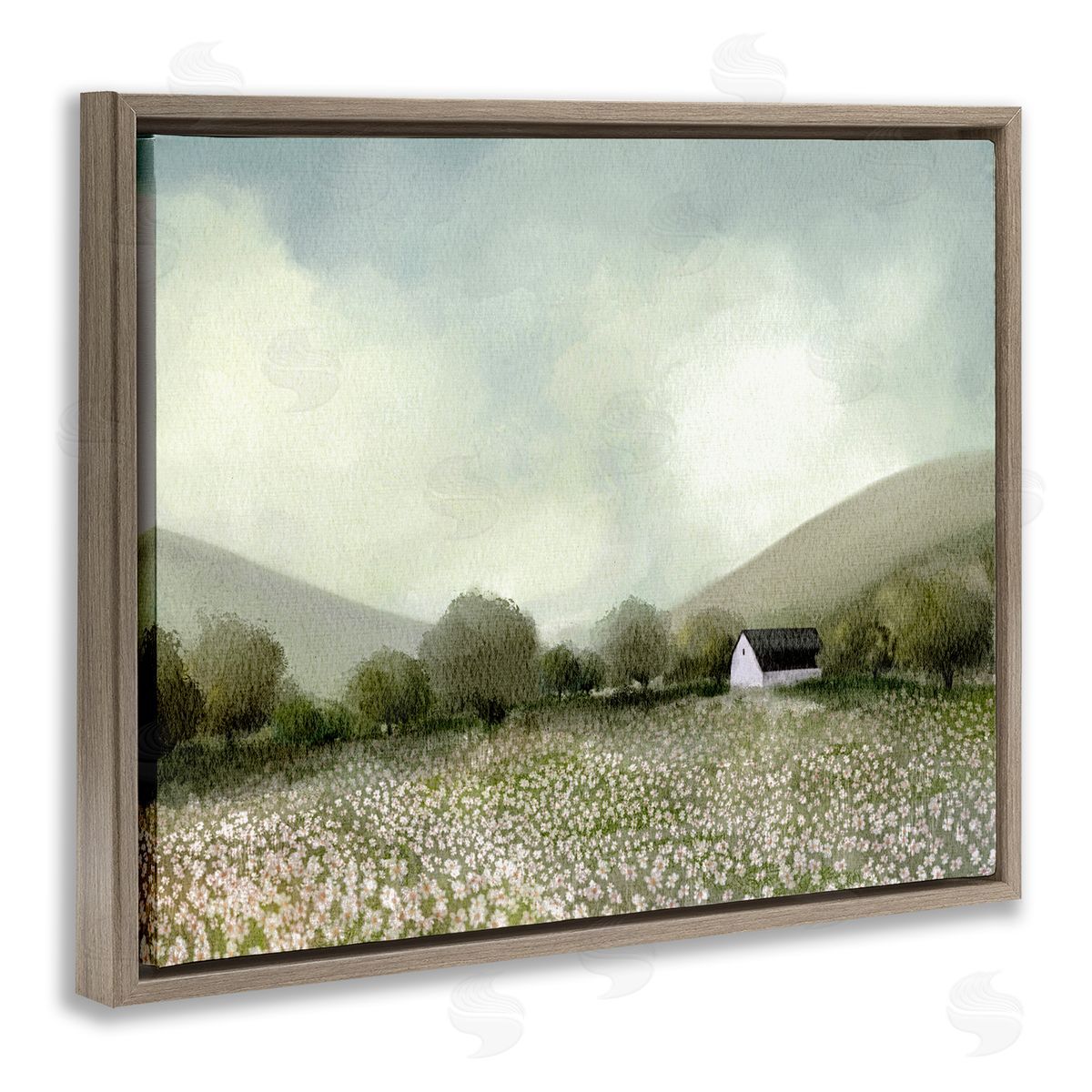Leah Straatsma Cottage in Meadow Brown Floater Frame Canvas Artside_