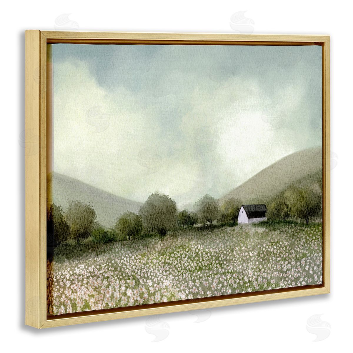 Leah Straatsma Cottage in Meadow Gold Floater Frame Canvas Artside_