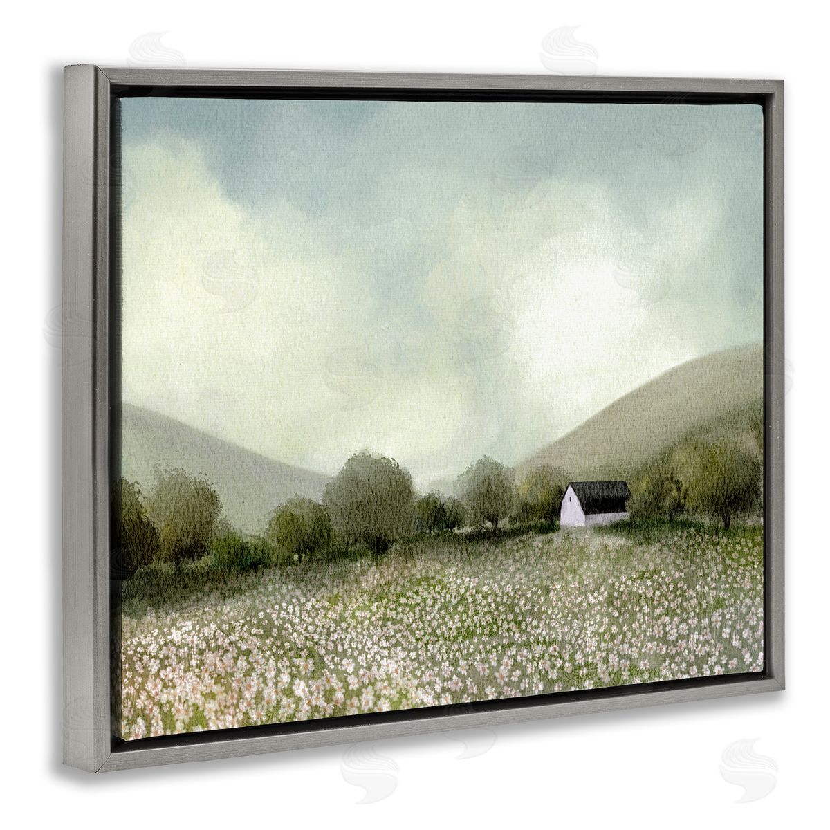Leah Straatsma Cottage in Meadow Gray Floater Frame Canvas Artside_