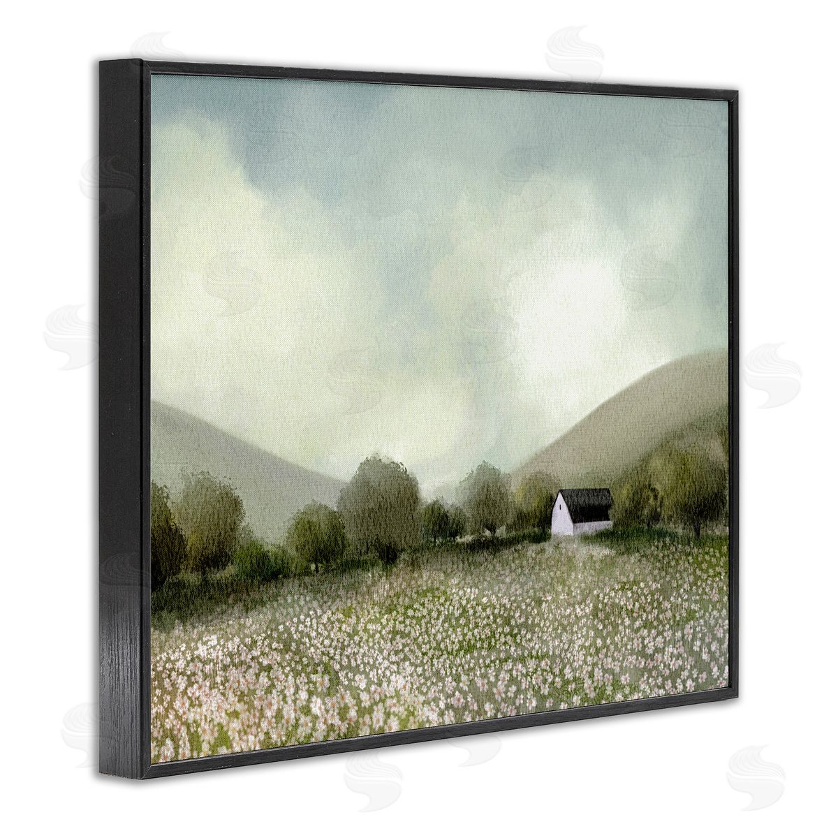 Leah Straatsma Cottage in Meadow Black Framed Giclee Wall Artside_