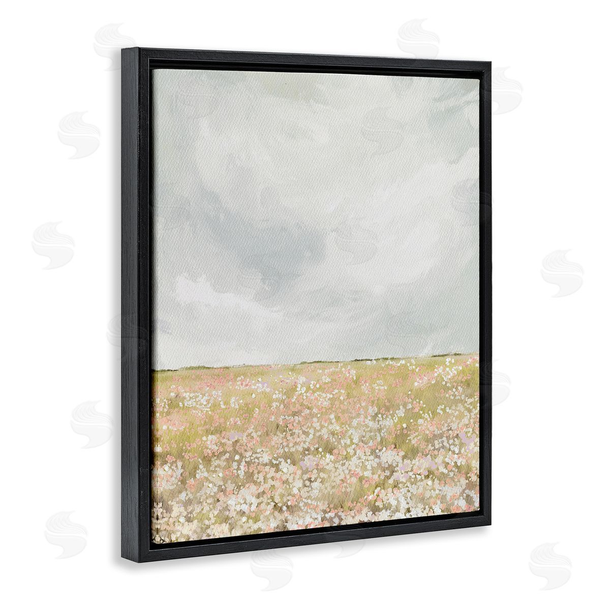 Leah Straatsma Cloudy Abstract Meadow Black Floater Frame Canvas Artside_