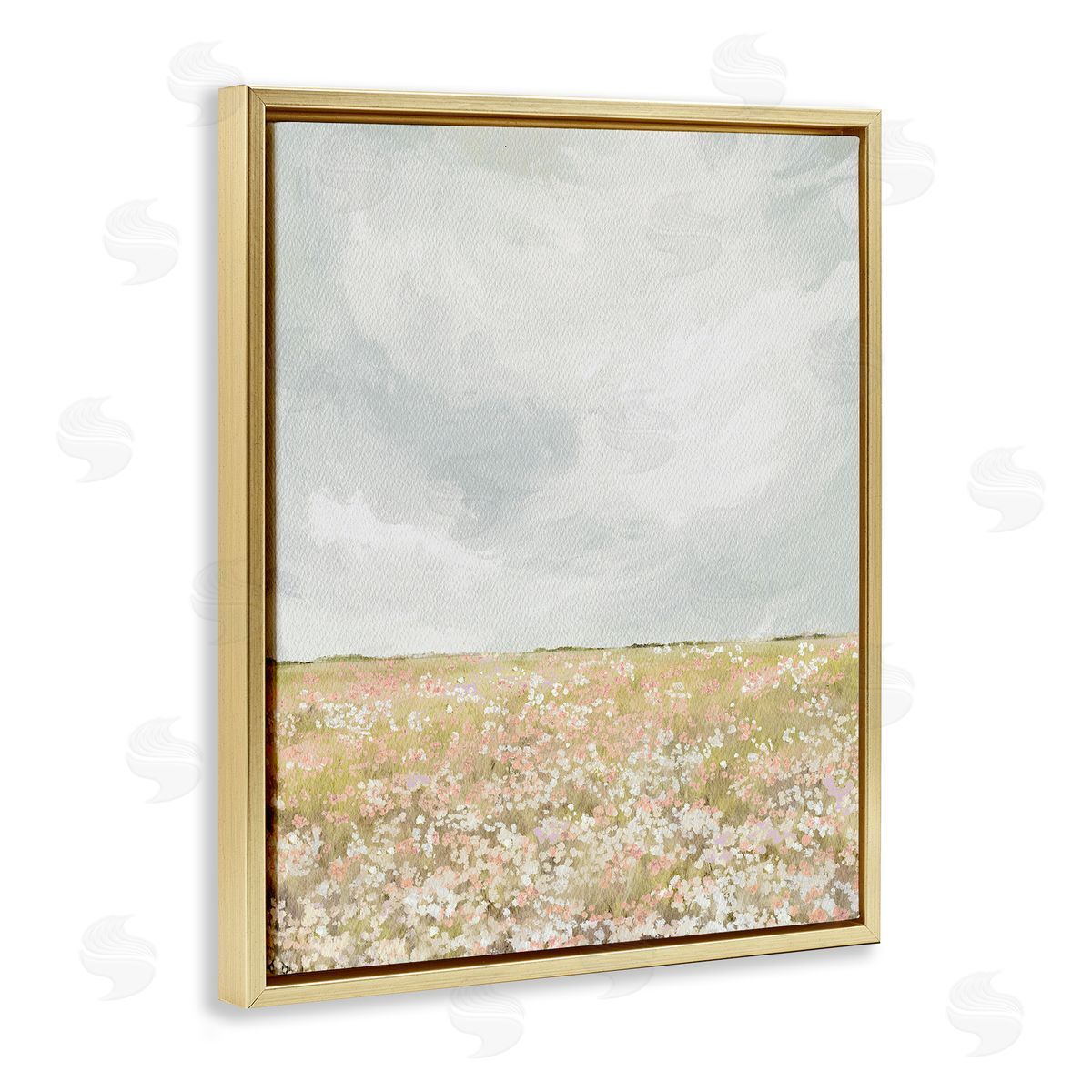 Leah Straatsma Cloudy Abstract Meadow Gold Floater Frame Canvas Artside_
