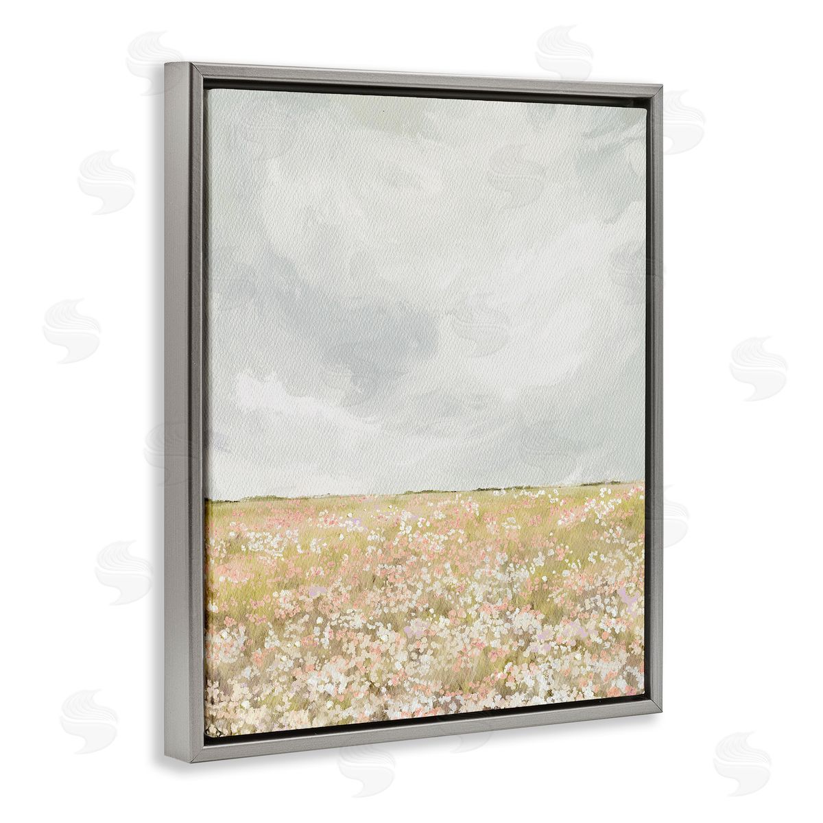 Leah Straatsma Cloudy Abstract Meadow Gray Floater Frame Canvas Artside_