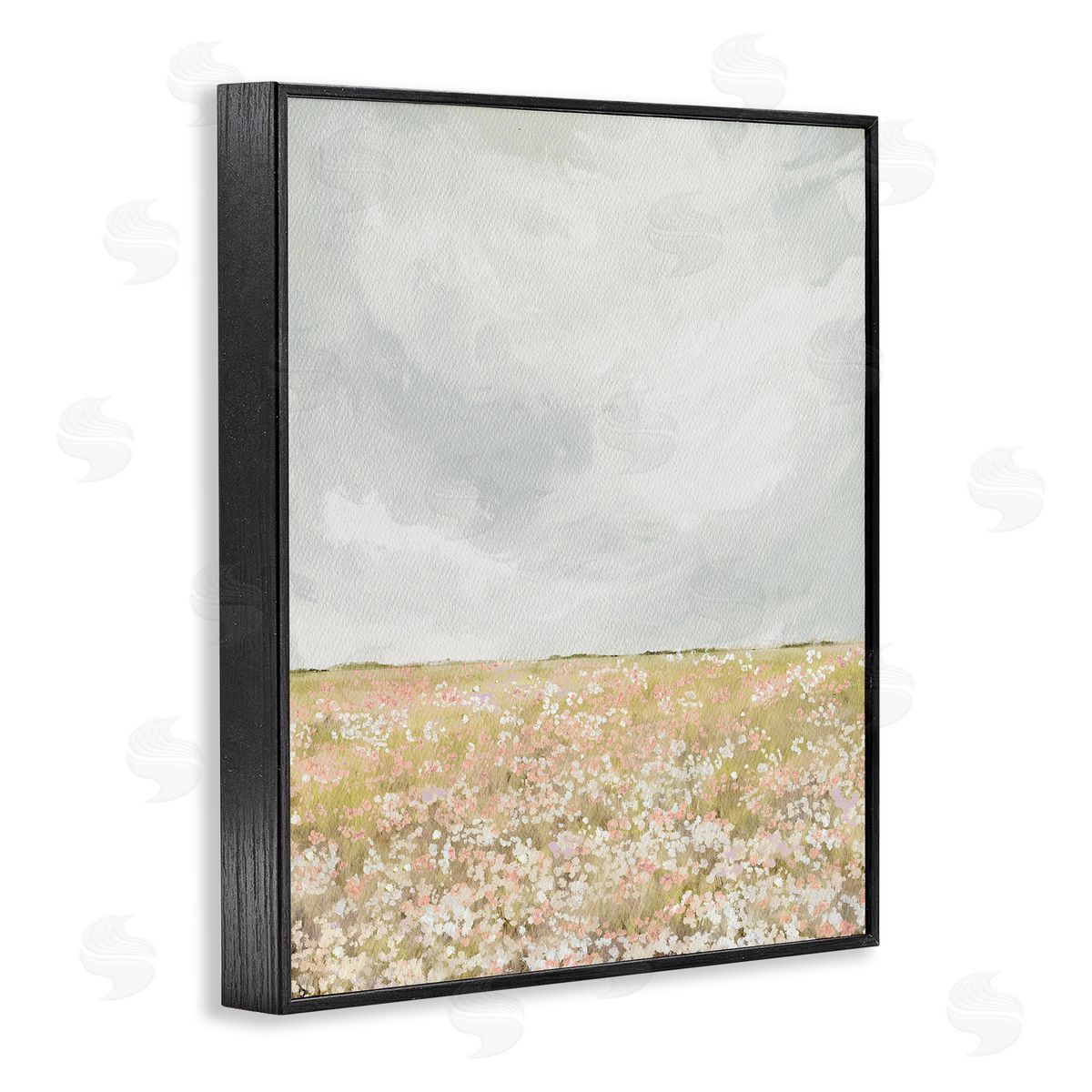 Leah Straatsma Cloudy Abstract Meadow Black Framed Giclee Wall Artside_