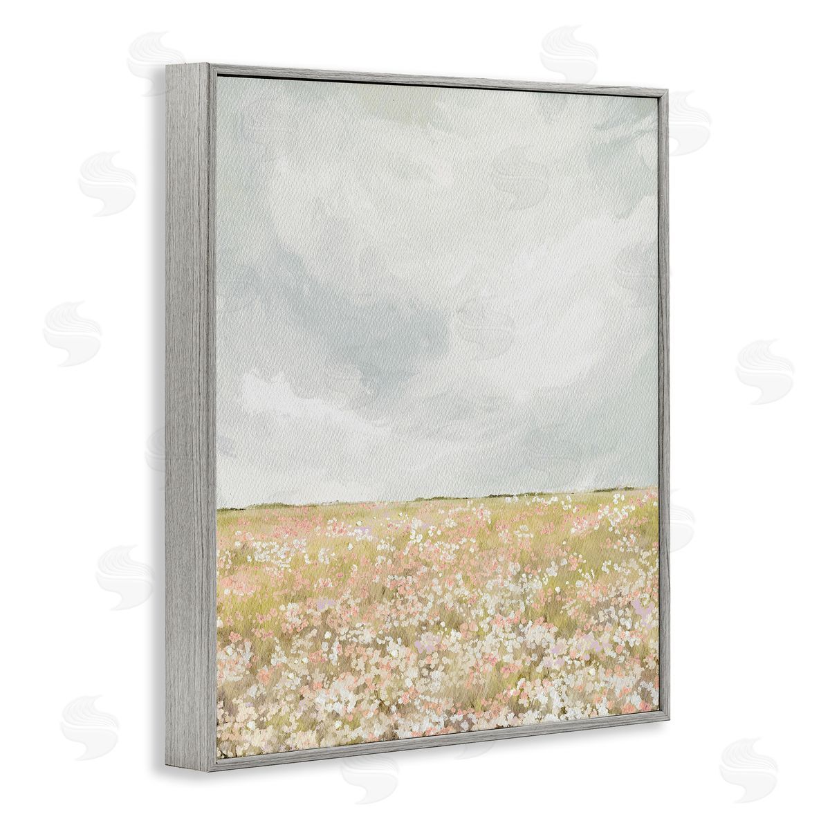 Leah Straatsma Cloudy Abstract Meadow Gray Framed Giclee Wall Artside_