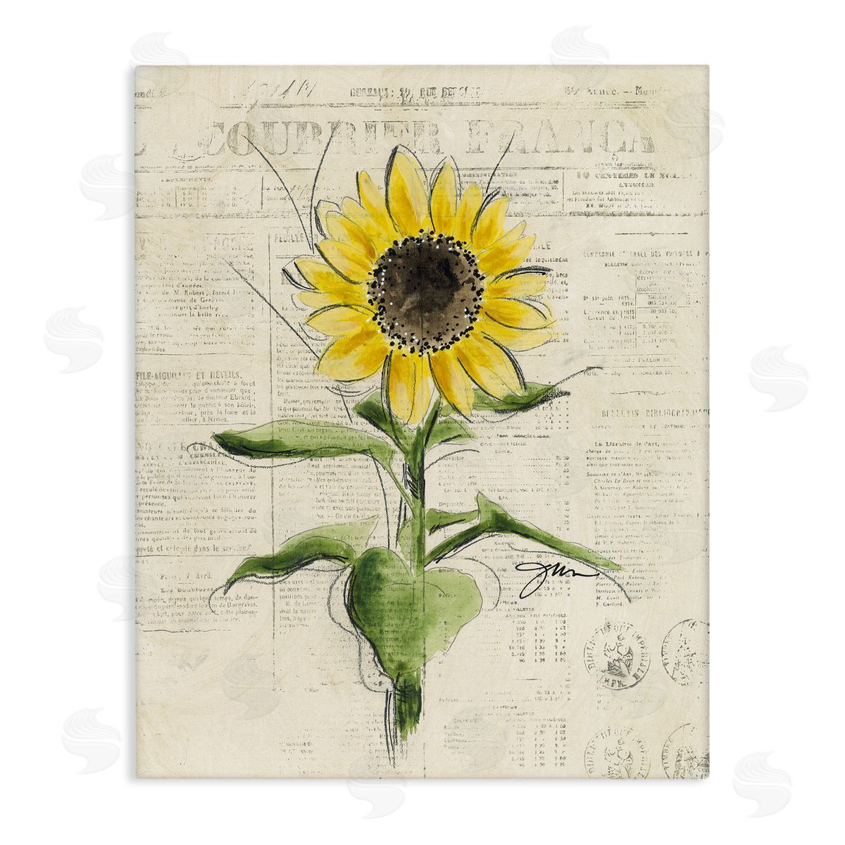 Julie Norkus Vintage Sunflower Painting Canvas Wall Art