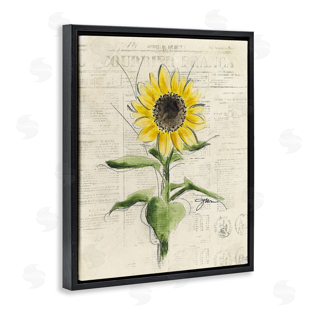 Julie Norkus Vintage Sunflower Painting Black Floater Frame Canvas Artside_