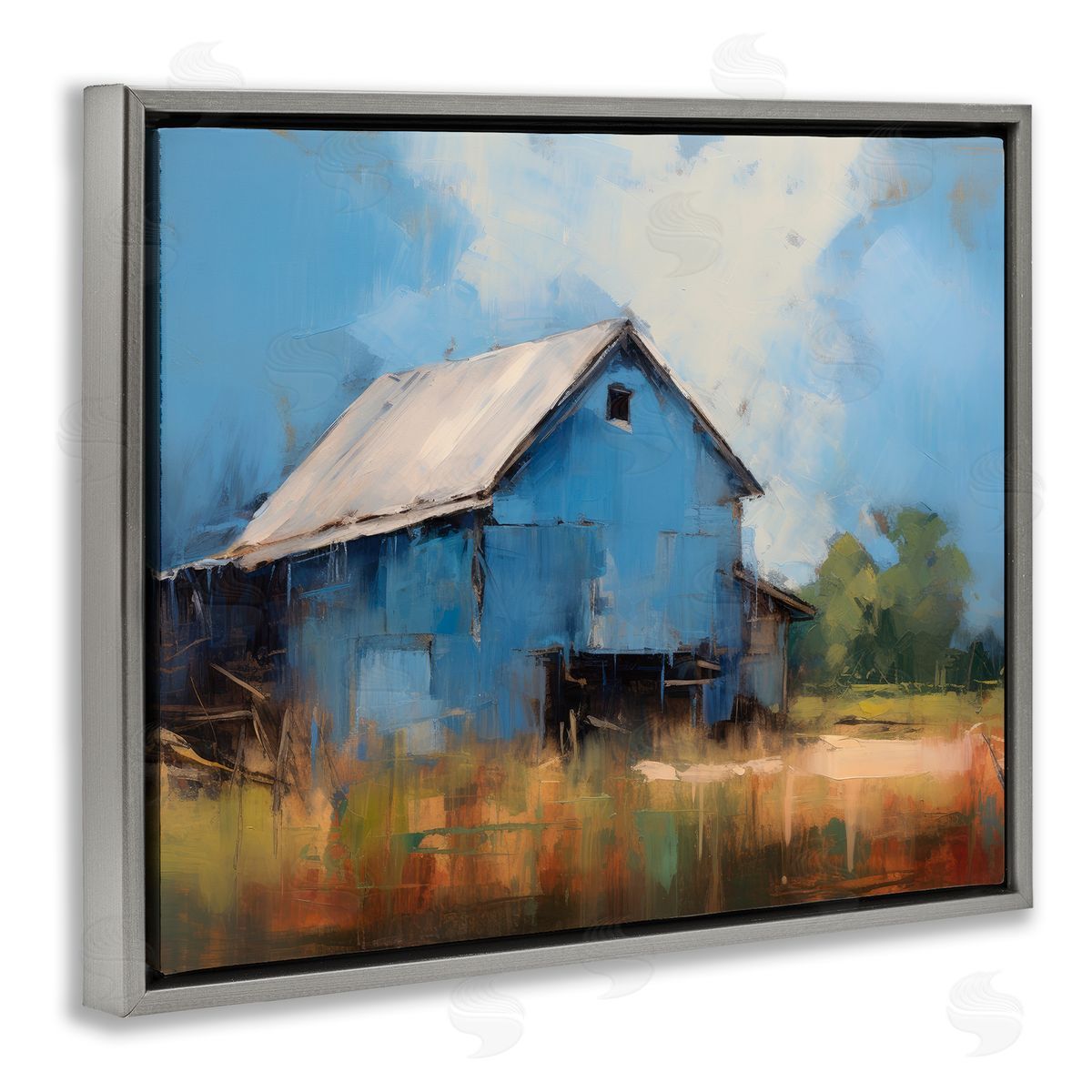 Ray Powers Modern Barn Painting Gray Floater Frame Canvas Artside_