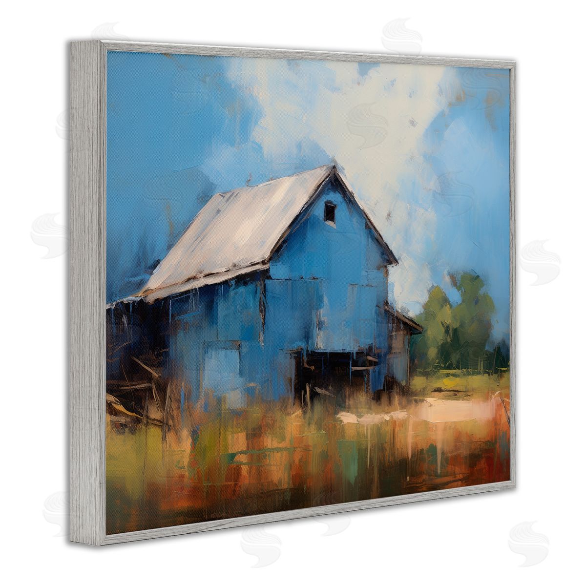 Ray Powers Modern Barn Painting Gray Framed Giclee Wall Artside_