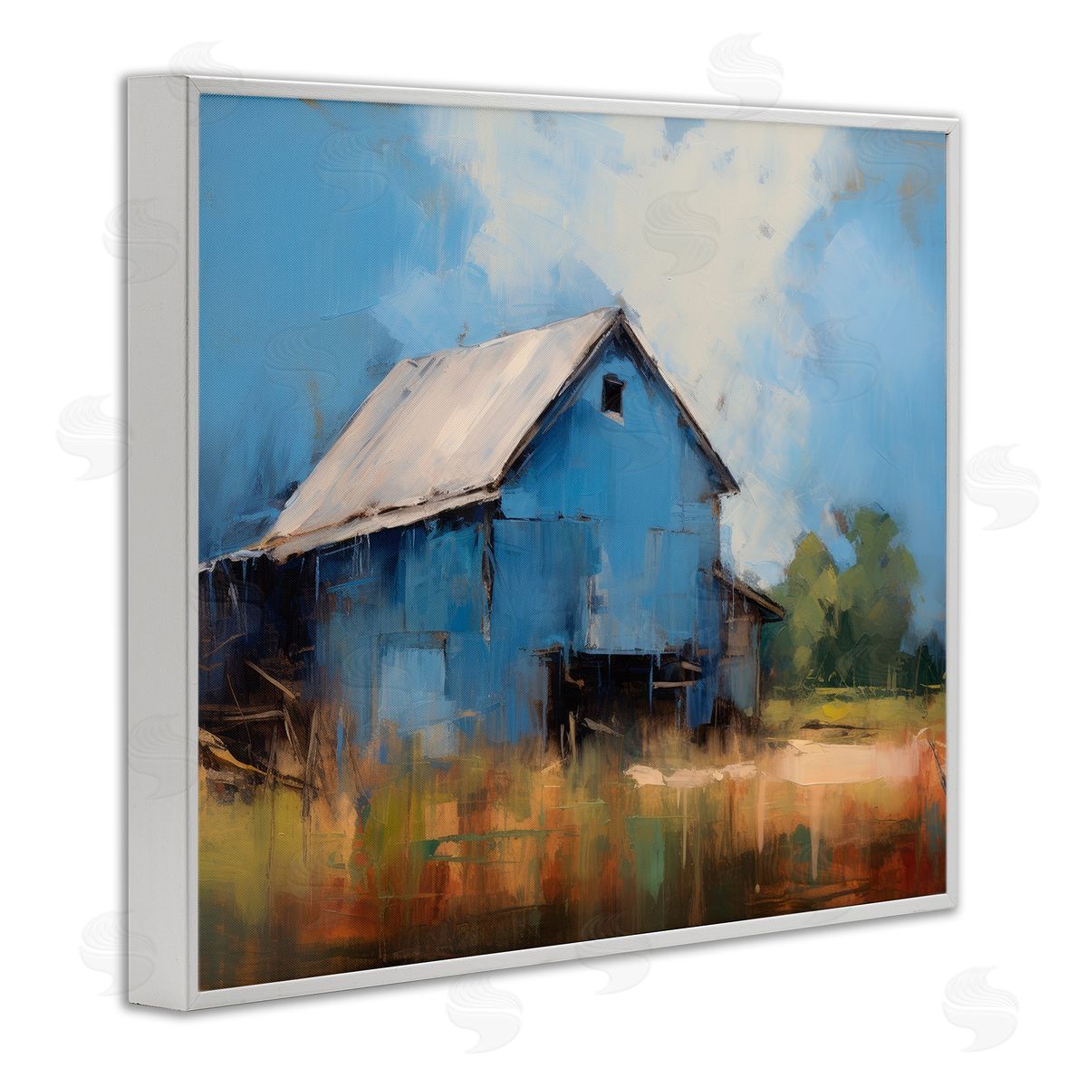 Ray Powers Modern Barn Painting White Framed Giclee Wall Artside_