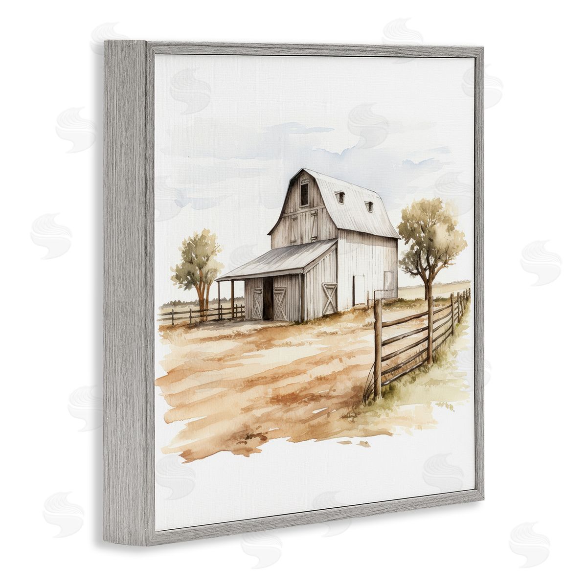 Ray Powers Rural Barn Painting Gray Framed Giclee Wall Artside_
