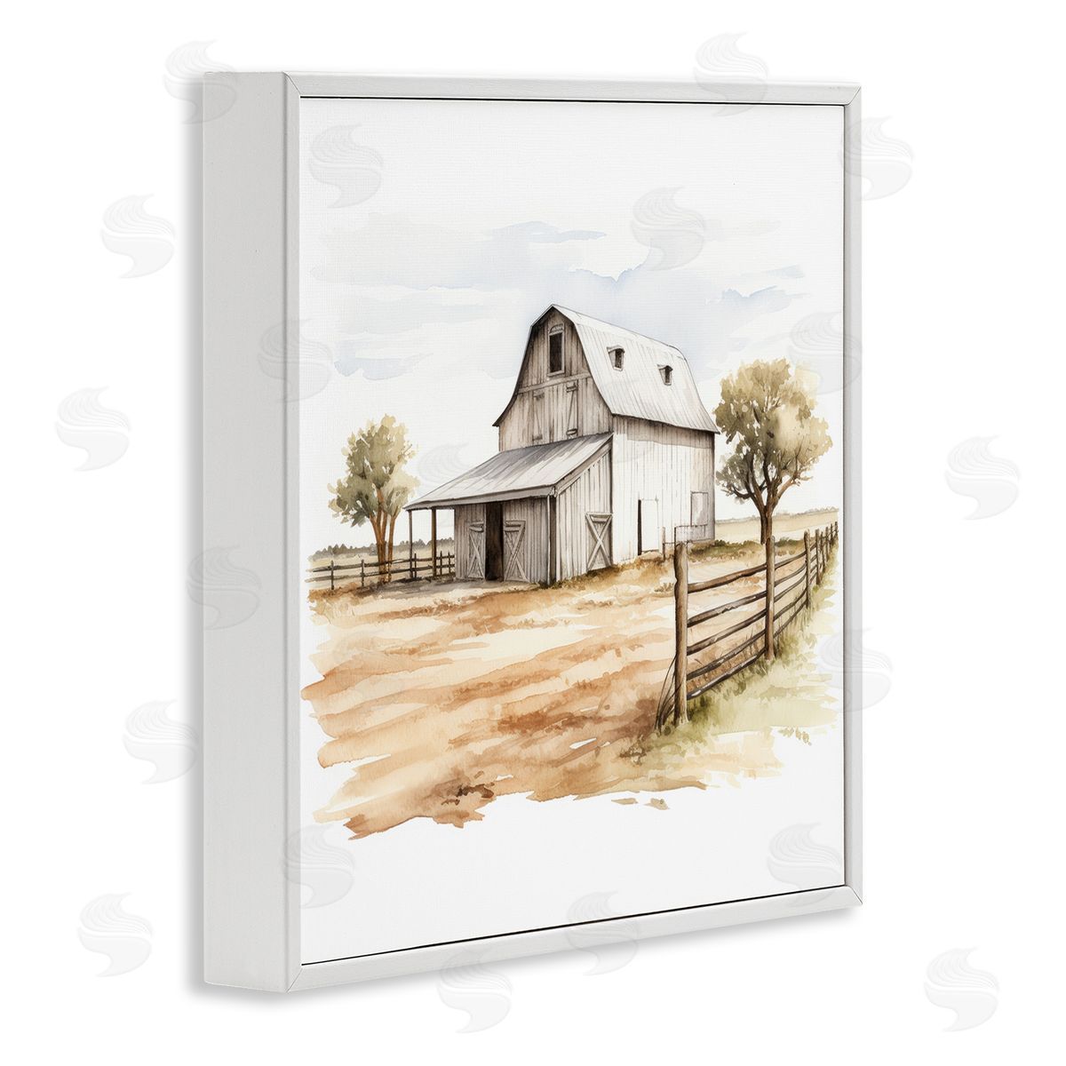 Ray Powers Rural Barn Painting White Framed Giclee Wall Artside_