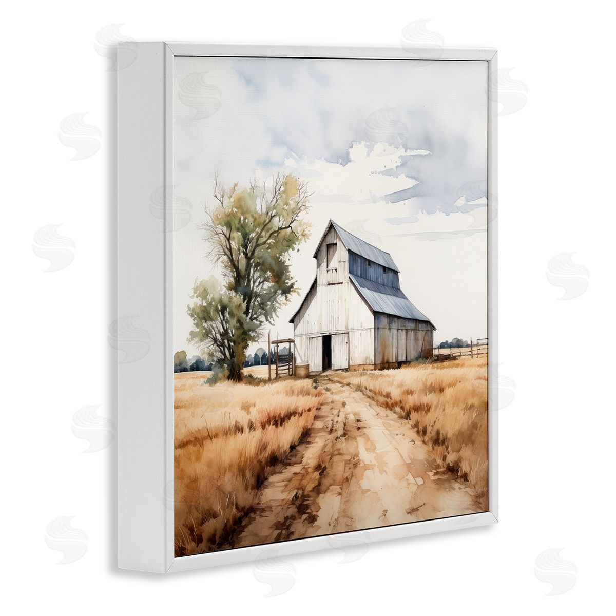 Ray Powers Farmhouse Barn Landscape White Framed Giclee Wall Artside_