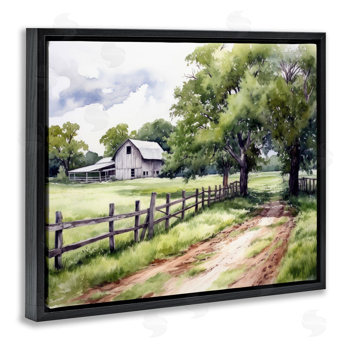 Ray Powers Countryside Cottage Painting Black Floater Frame Canvas Artside_