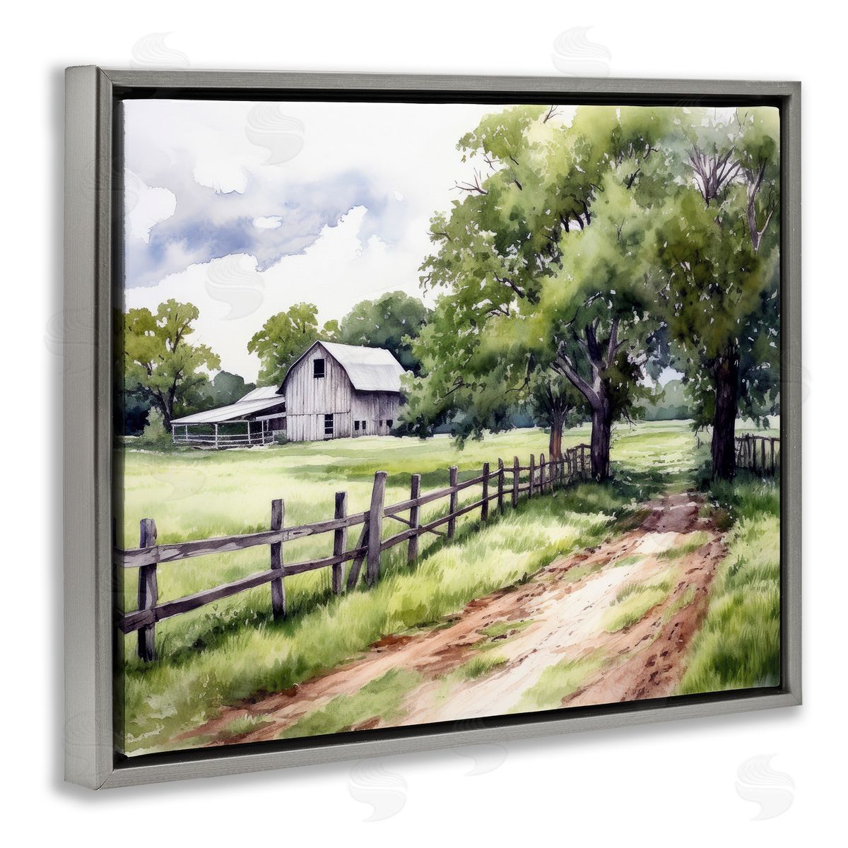 Ray Powers Countryside Cottage Painting Gray Floater Frame Canvas Artside_