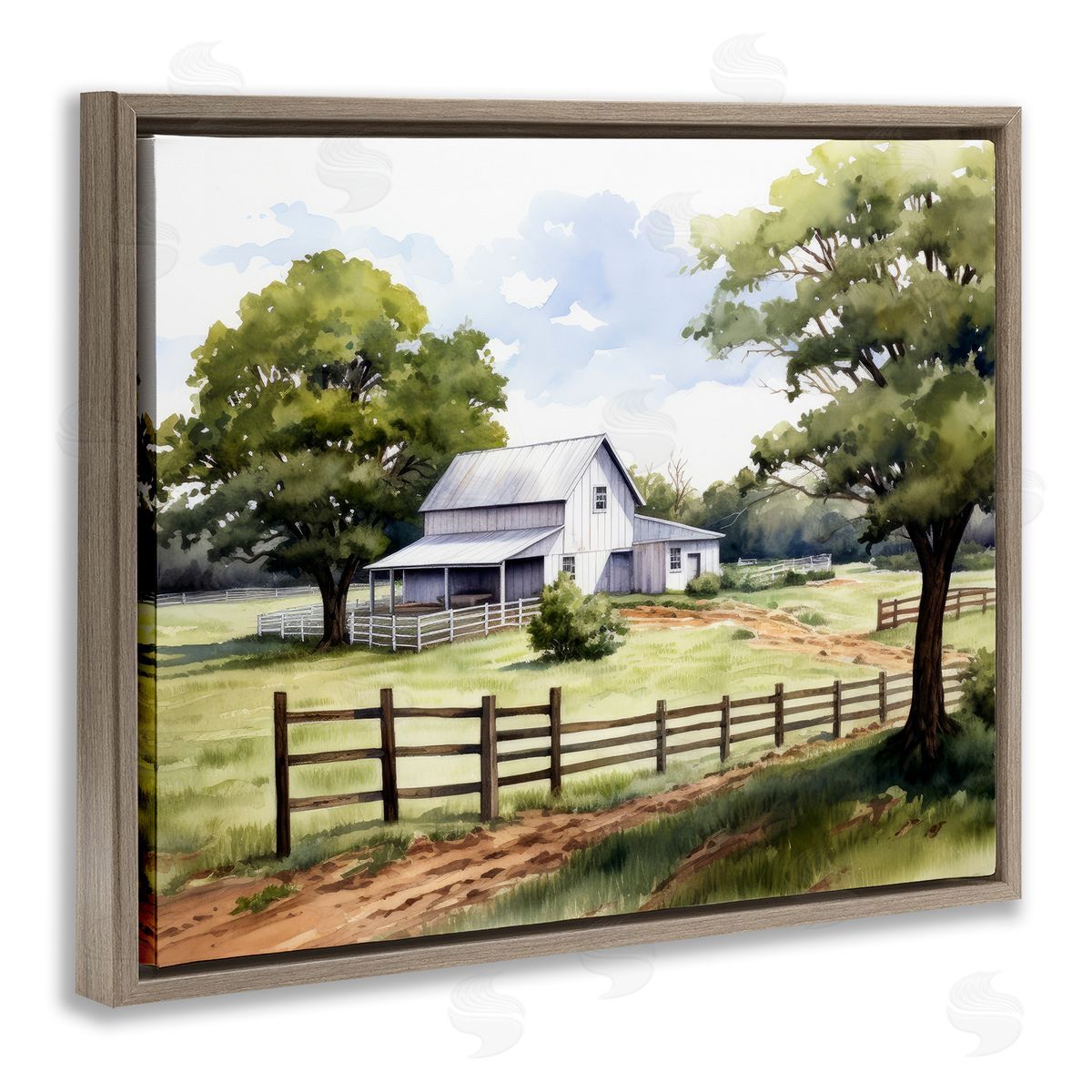 Ray Powers Rural Cottage Painting Brown Floater Frame Canvas Artside_