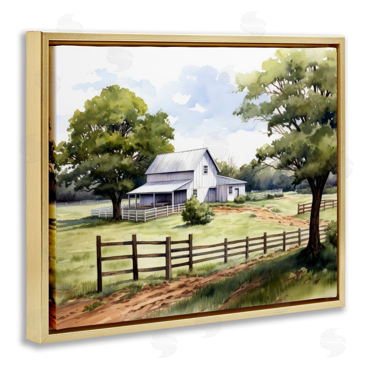 Ray Powers Rural Cottage Painting Gold Floater Frame Canvas Artside_