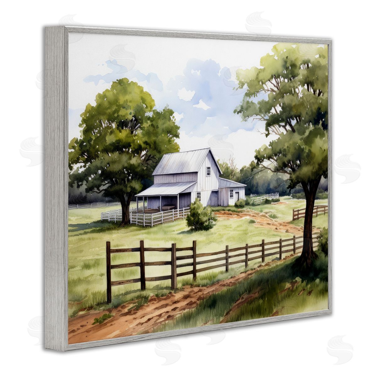 Ray Powers Rural Cottage Painting Gray Framed Giclee Wall Artside_