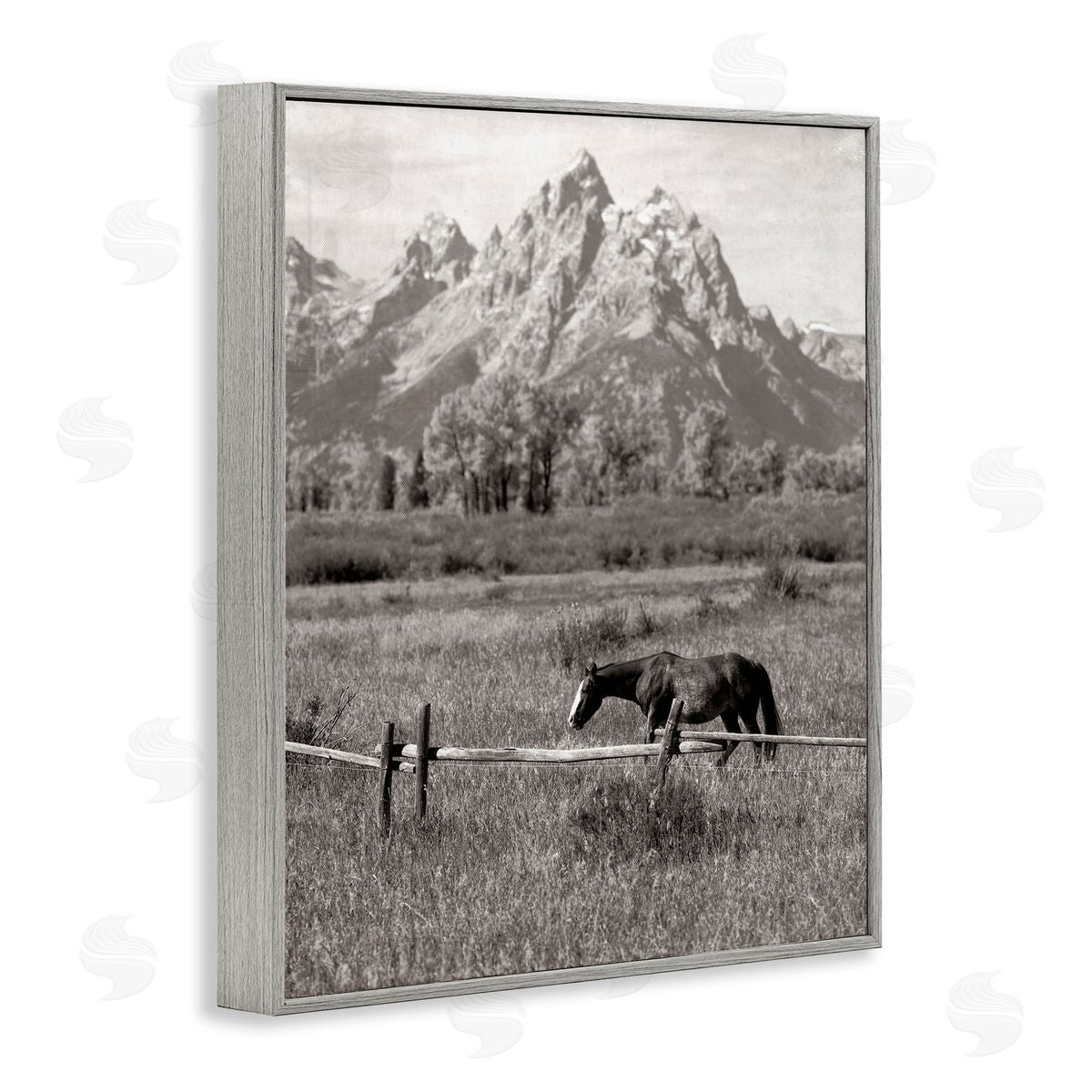 Daniel Sproul Horse & Mountain Scenery Gray Framed Giclee Wall Artside_