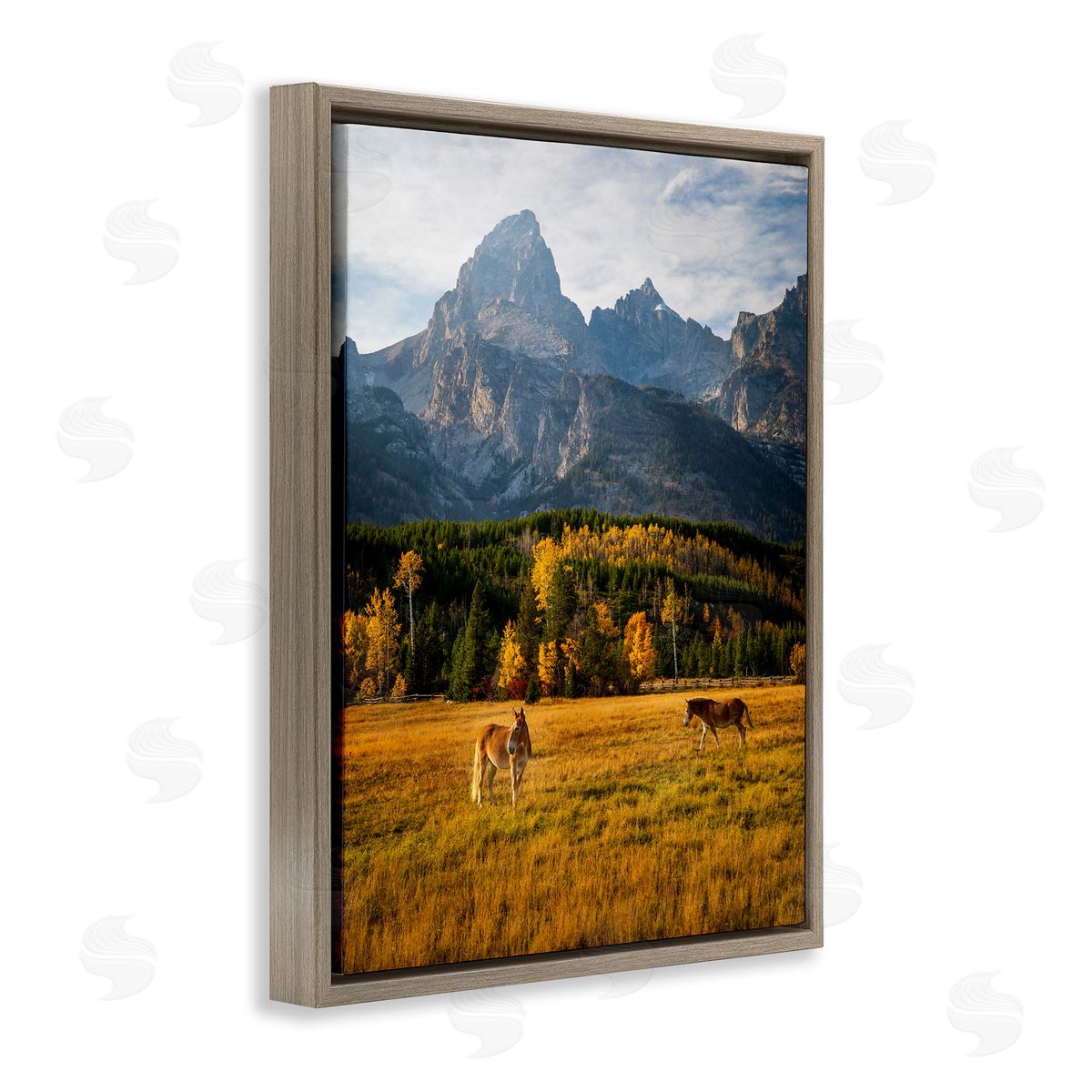 Daniel Sproul Horses & Fall Foliage Brown Floater Frame Canvas Artside_