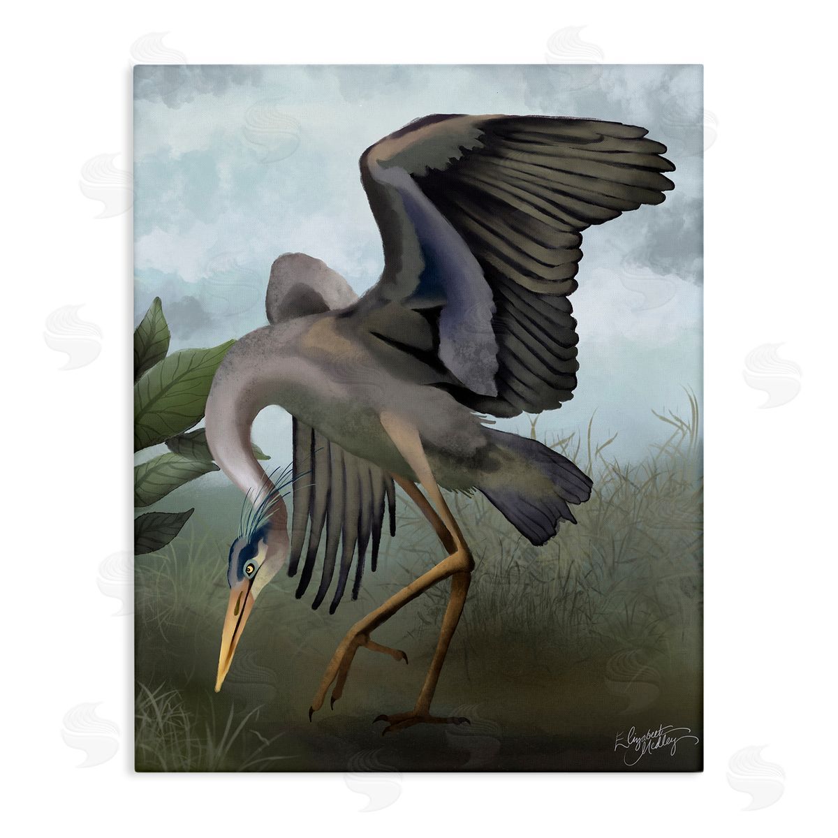 Elizabeth Medley Dancing Crane Portrait Canvas Wall Art