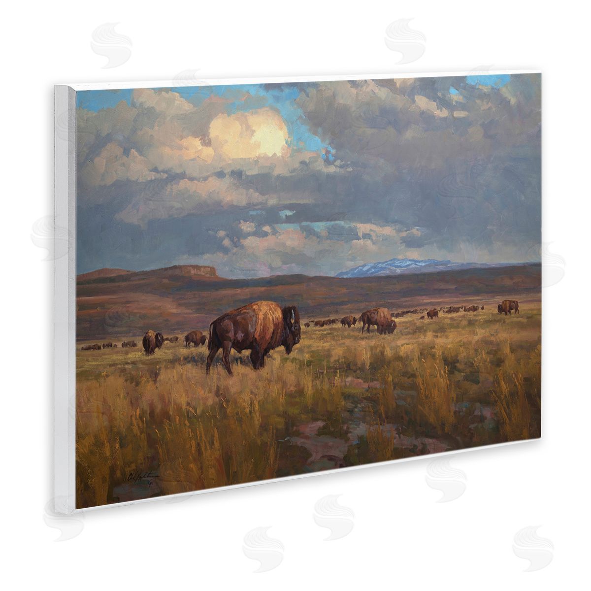 Chad Poppleton Buffalo Cloudy Landscape Wall Plaque Artside_