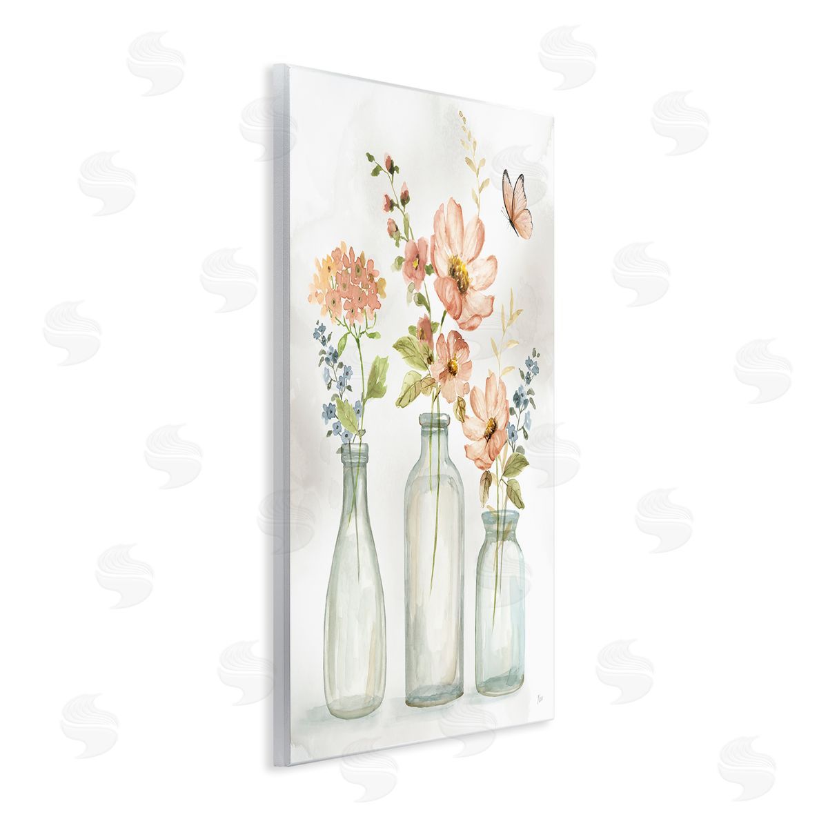 Butterfly & Pink Florals Wood Plaque Wall Art, Home Decor by Nan