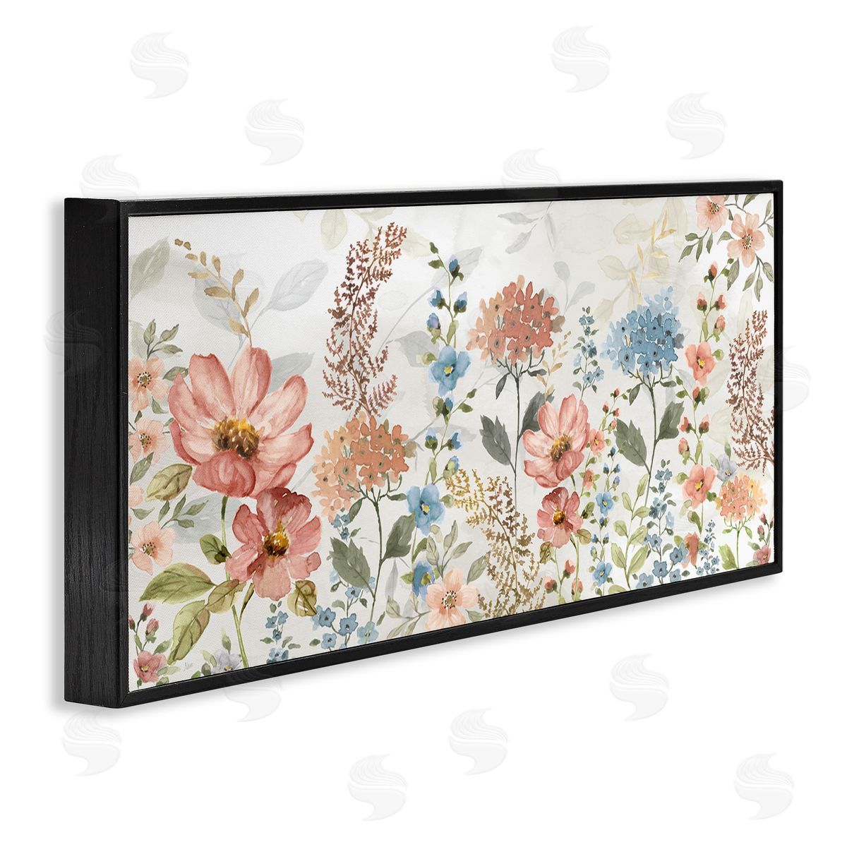 Pastel Spring Florals Black Frame Print Wall Art, Home Decor by Nan