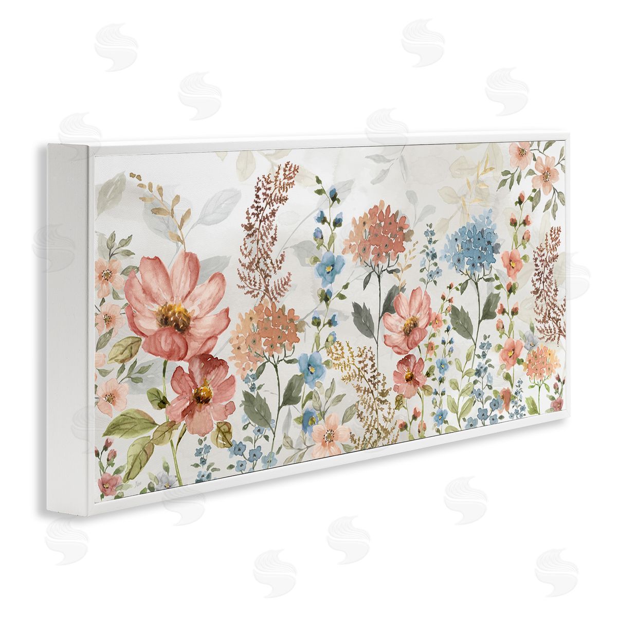 Pastel Spring Florals White Frame Print Wall Art, Home Decor by Nan