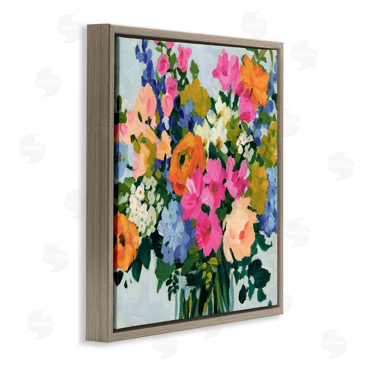 Victoria Barnes Vivid Bouquet Blooms Brown Floater Frame Canvas Artside_