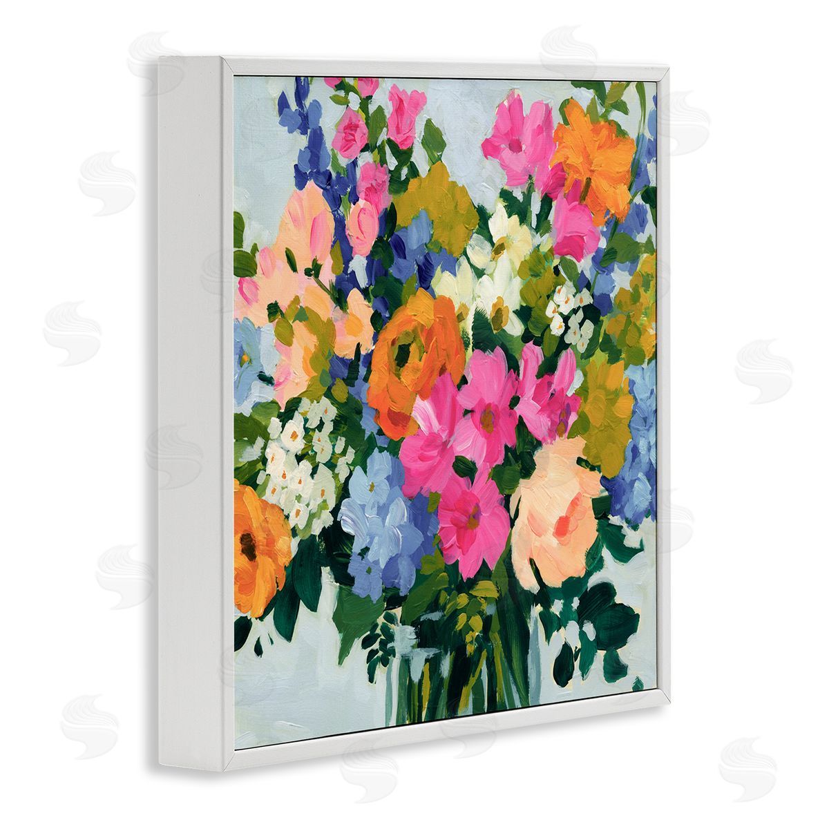 Victoria Barnes Vivid Bouquet Blooms White Framed Giclee Wall Artside_