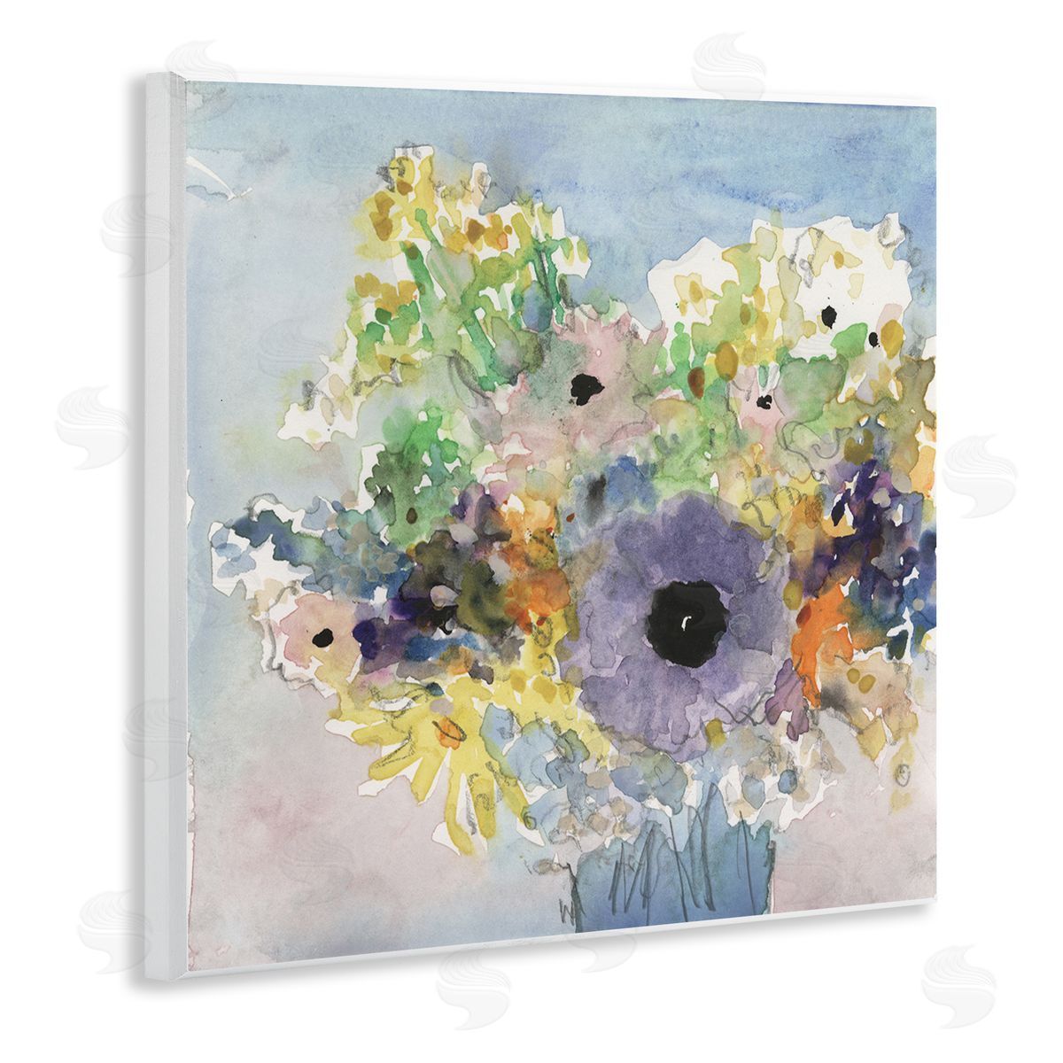 Samuel Dixon Country Florals Watercolor Wall Plaque Artside_