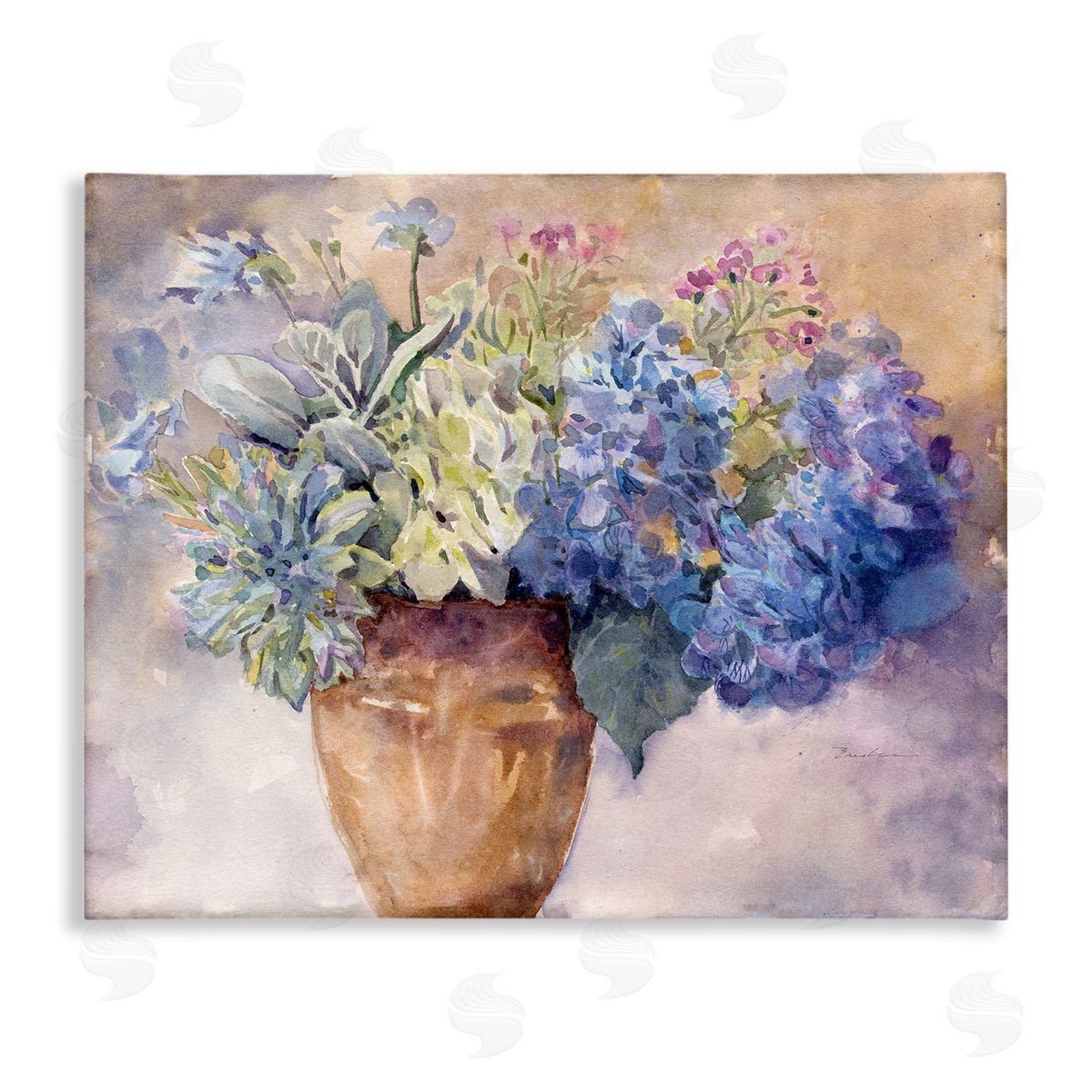 Purple Hydrangea Painting Canvas Wall Art, Home Decor by Evelia Designs