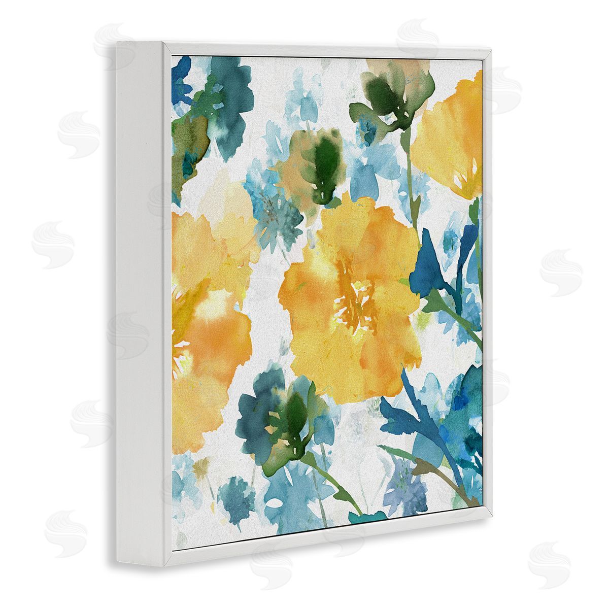 Flora Kouta Yellow Hibiscus Arrangement White Framed Giclee Wall Artside_