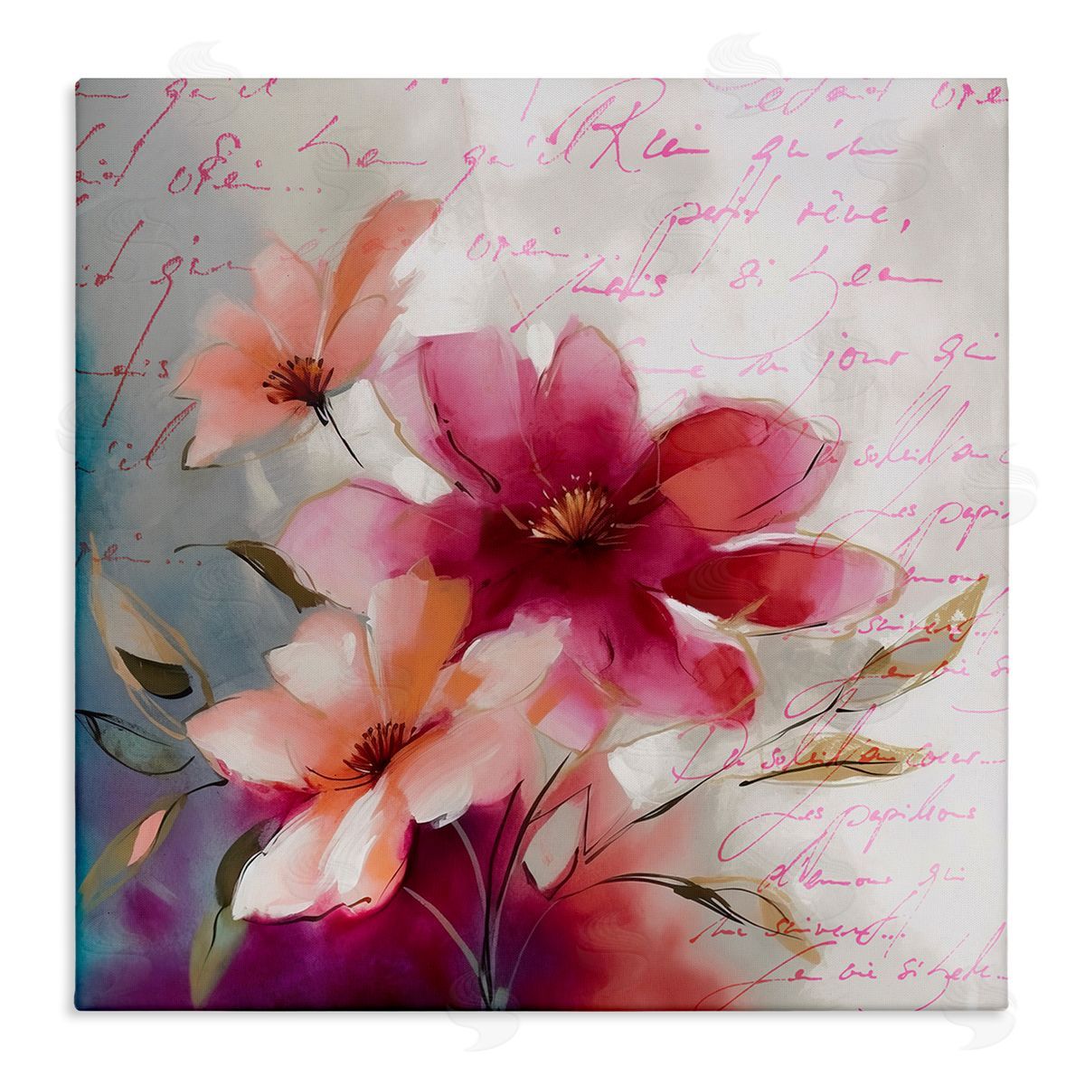 Andrea Haase Pink Vintage Florals Canvas Wall Art