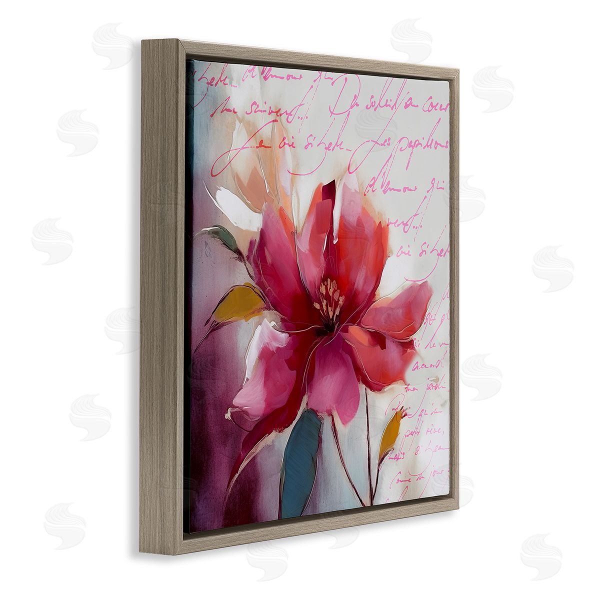 Andrea Haase Red Vintage Bloom Brown Floater Frame Canvas Artside_