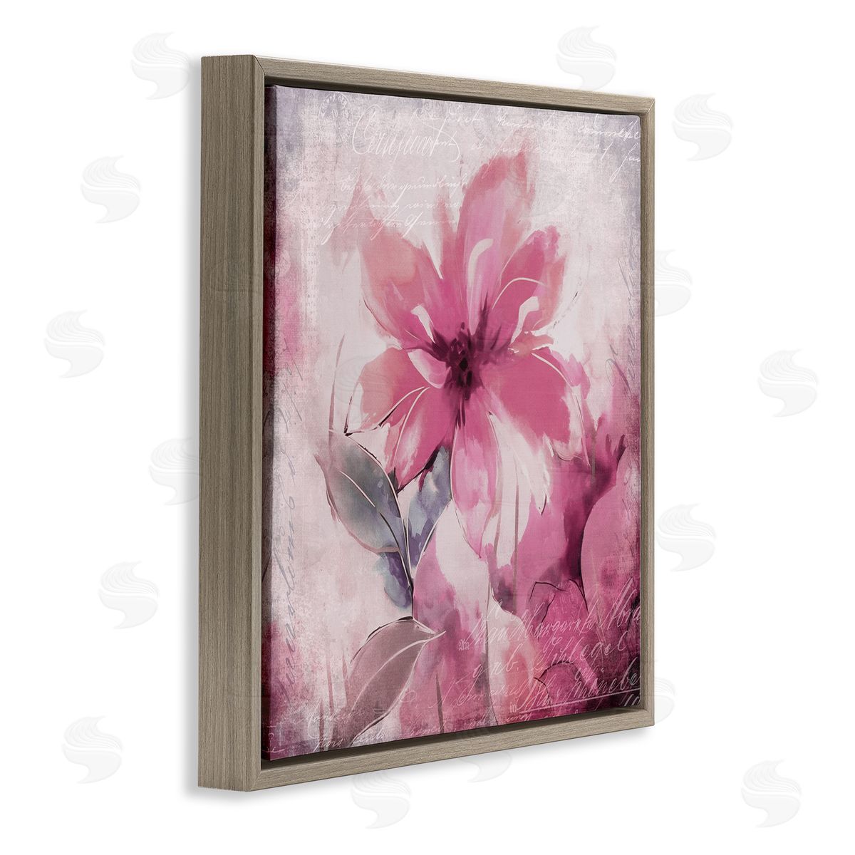 Andrea Haase Vintage Pink Florals Brown Floater Frame Canvas Artside_