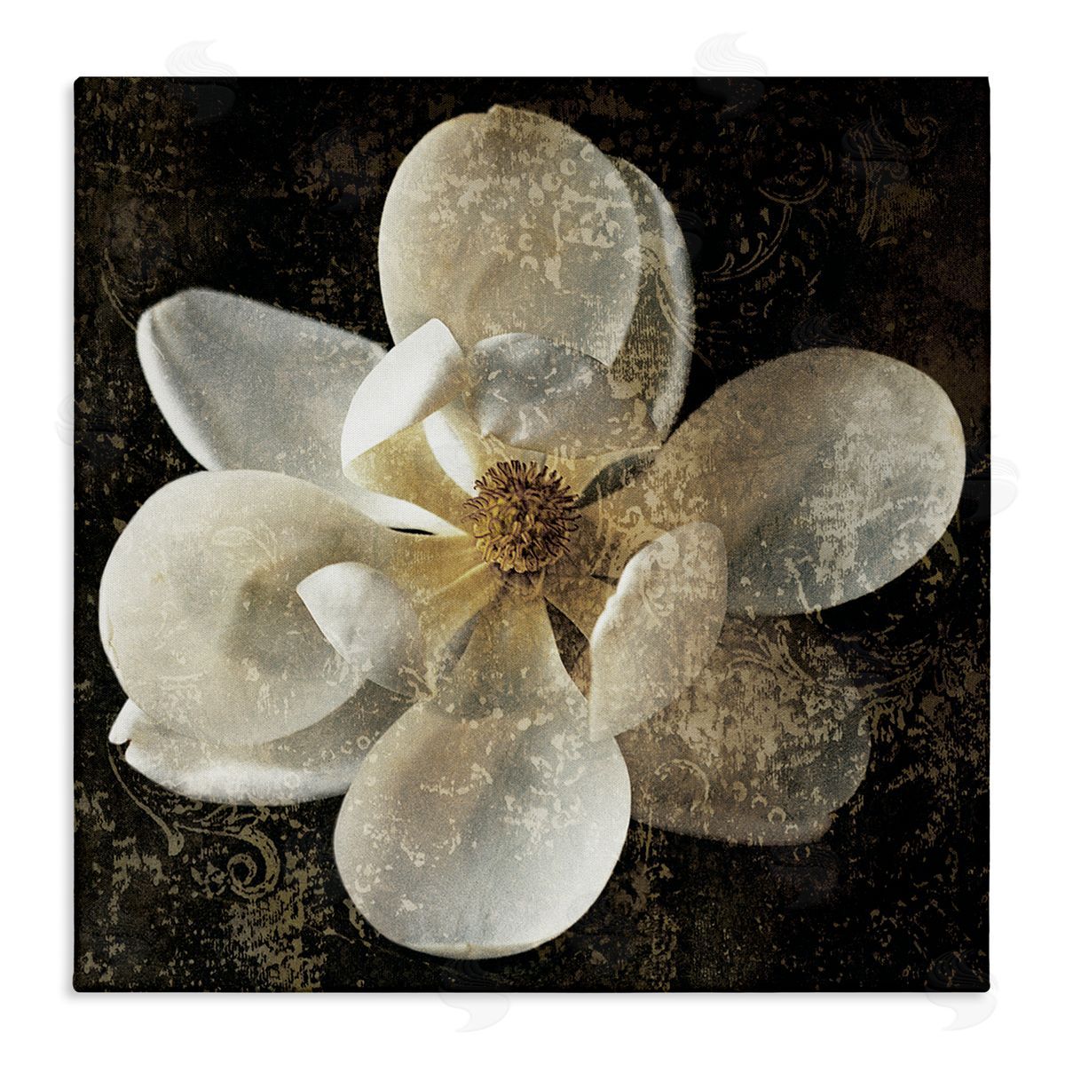 Rustic Patterned Magnolia Canvas Wall Art, Home Decor by John Seba