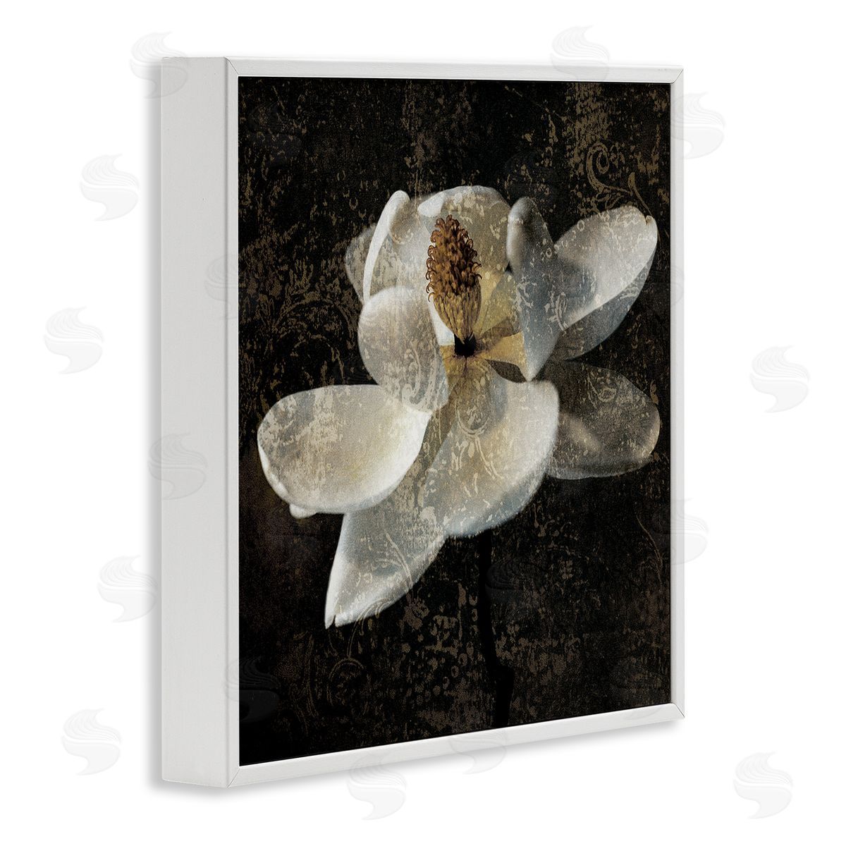 John Seba Rustic Magnolia Flower White Framed Giclee Wall Artside_