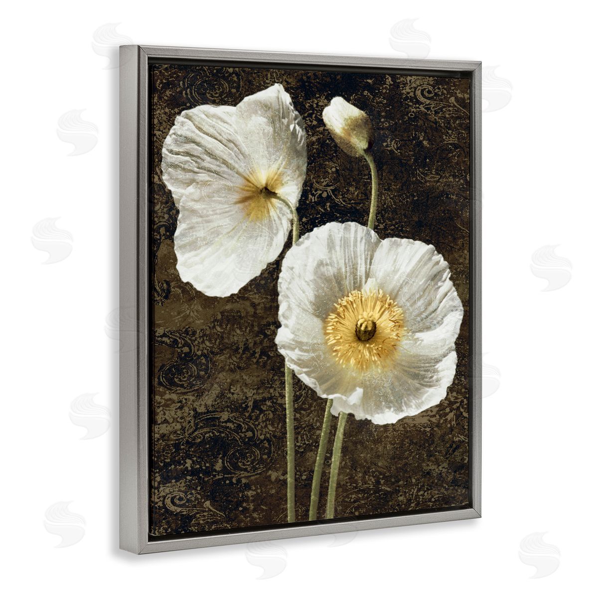 John Seba Budding White Poppies Gray Floater Frame Canvas Artside_
